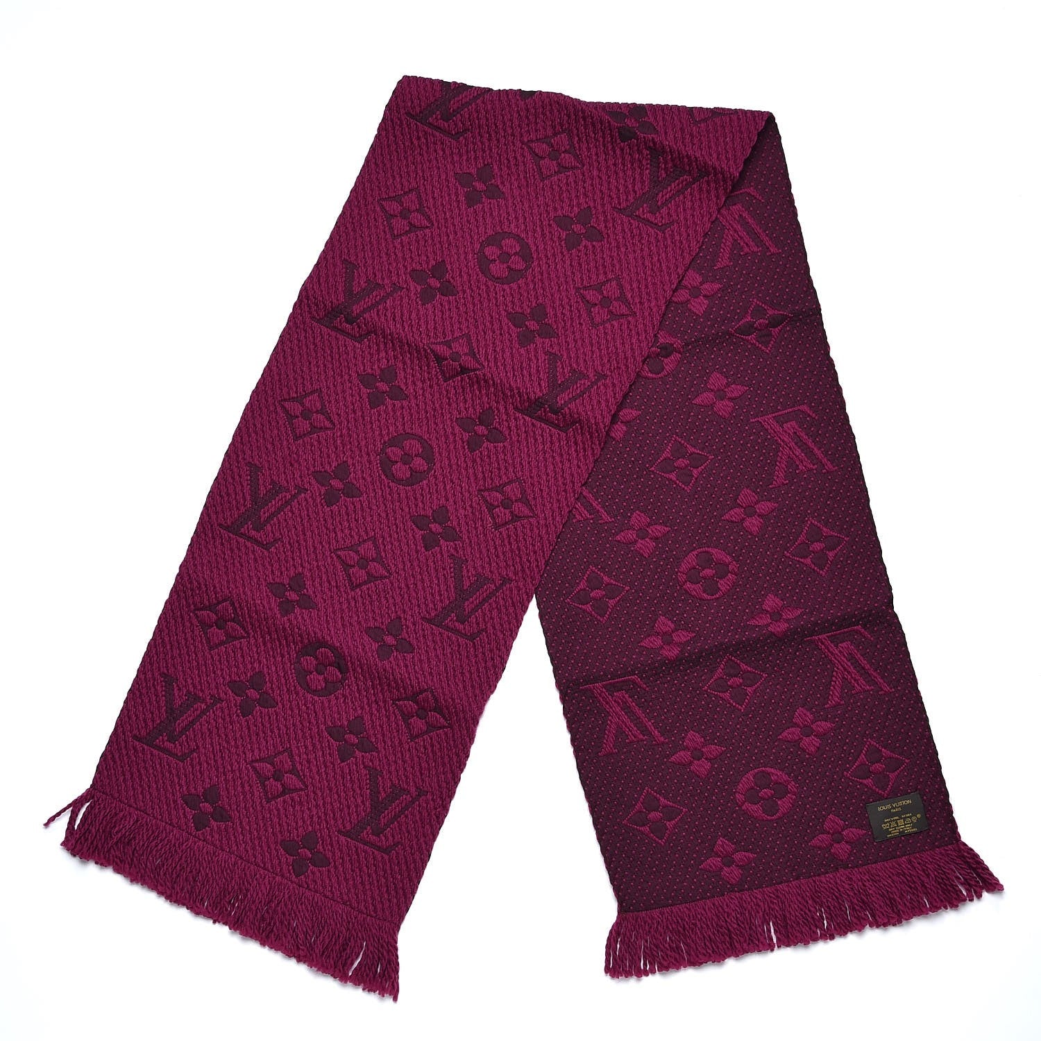 Louis Vuitton Wool Silk Logomania Scarf Cherry 3 of 4
