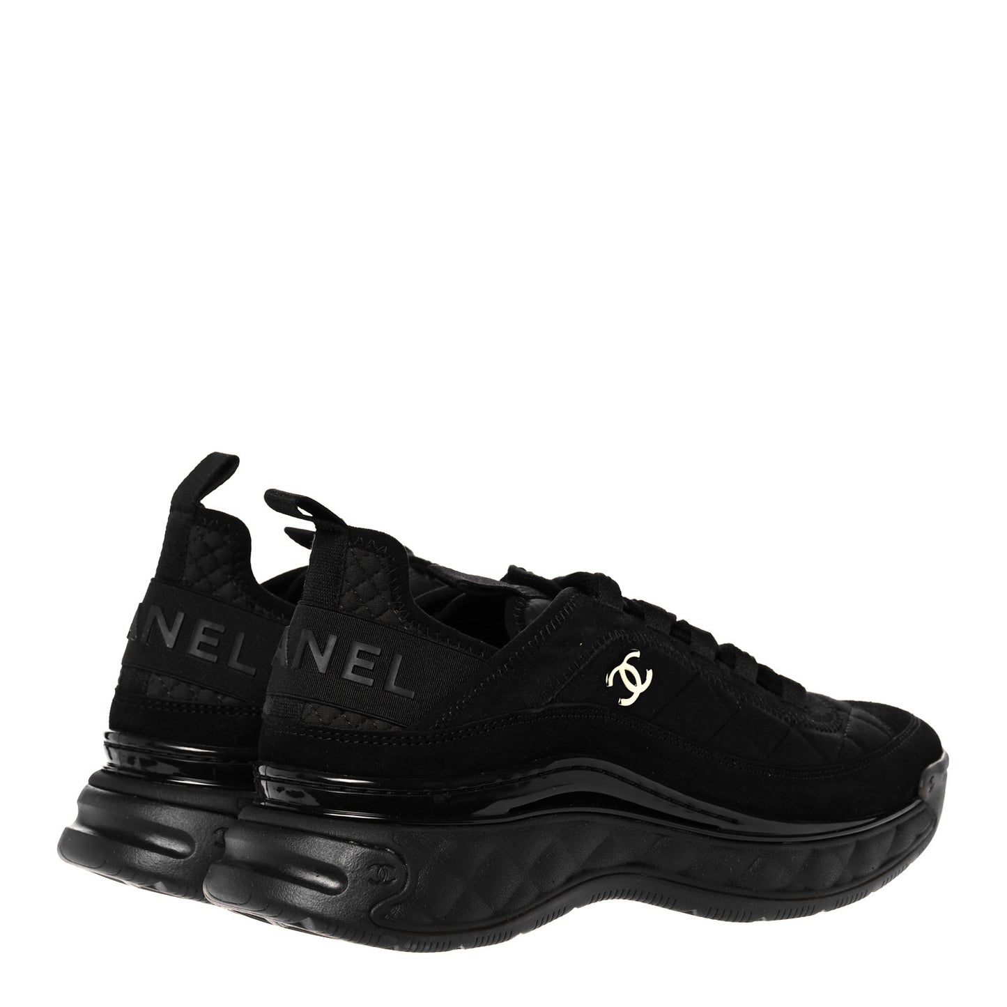 Suede Calfskin Mixed Fibers CC Sneakers 38 Black
