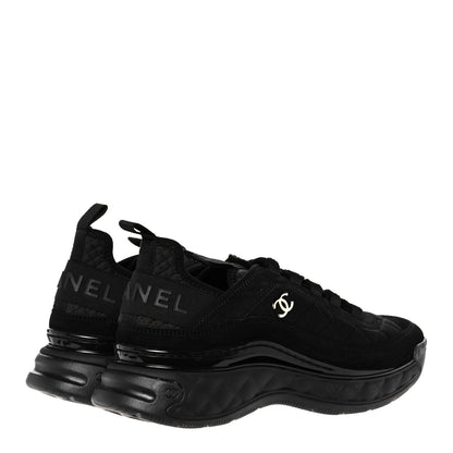 Chanel Suede Calfskin Mixed Fibers CC Sneakers 38 Black 4 of 8