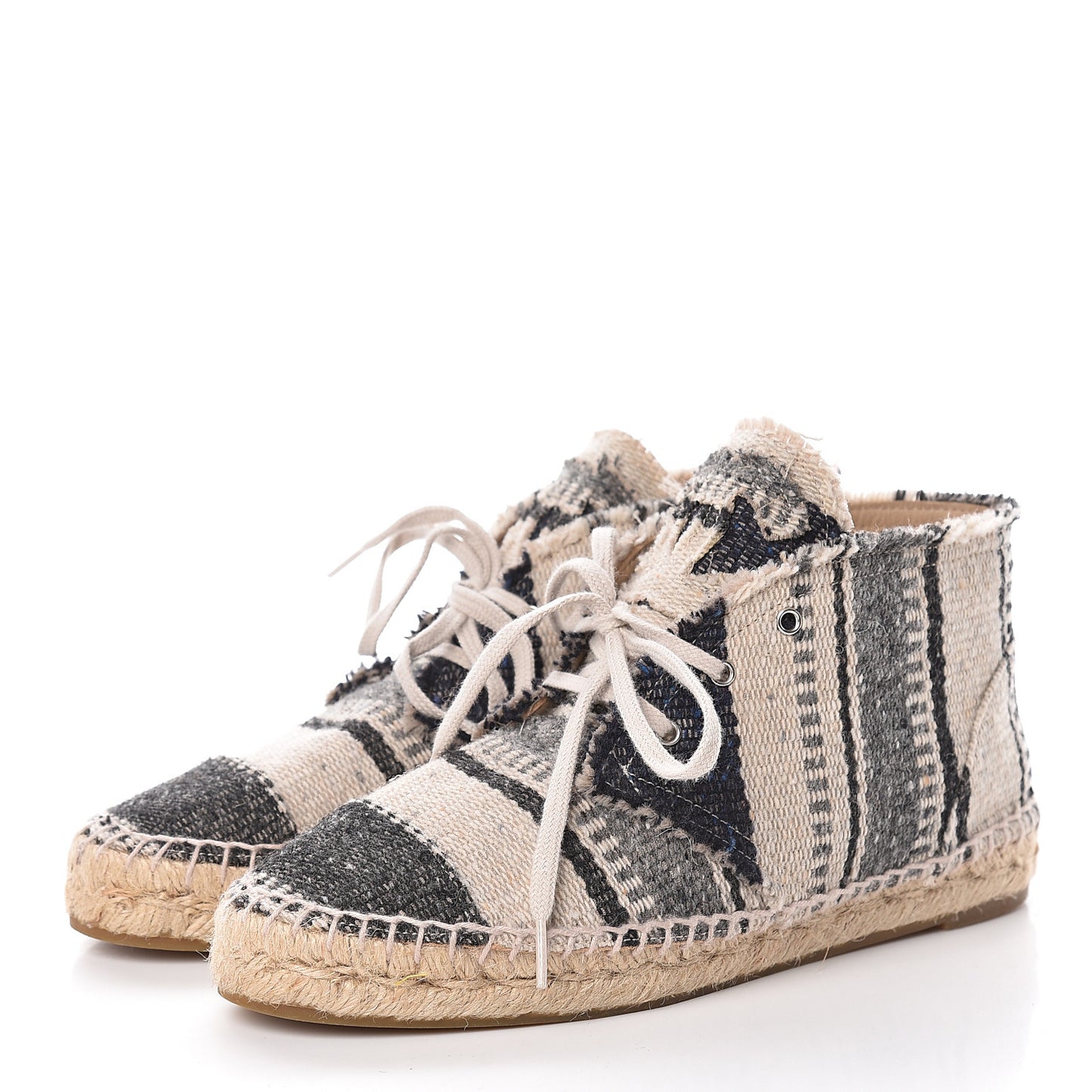 Fabric Lace Up High Top Espadrilles 37 Multicolor
