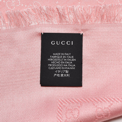 Gucci Wool Silk GG Jacquard Shawl Pink 3 of 4