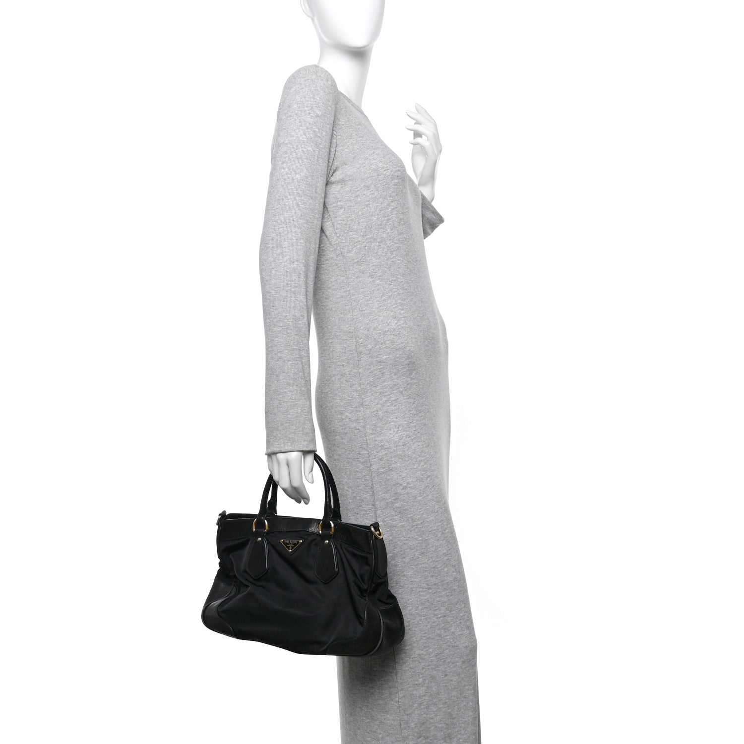Prada Tessuto Nylon Soft Calf Tote Black 2 of 10