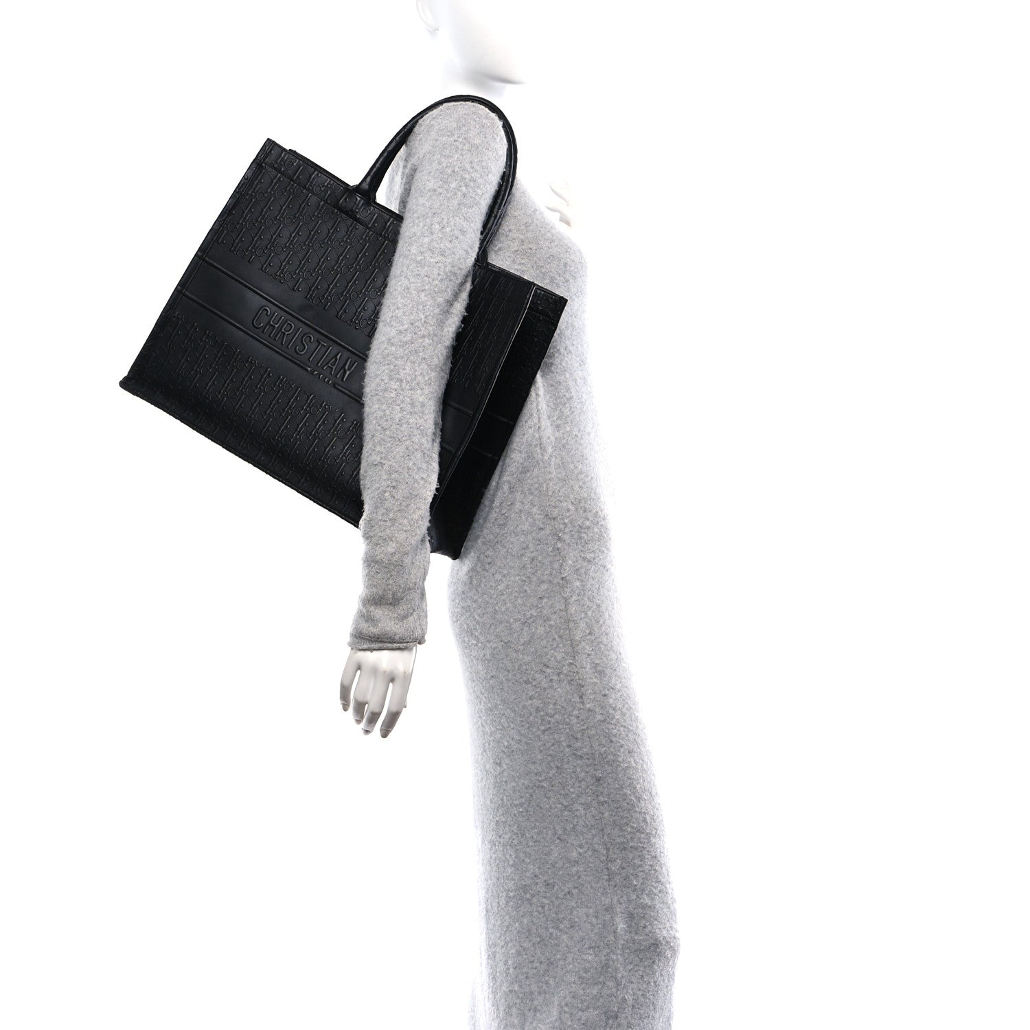 Christian Dior Oblique Calfskin Embossed Medium Book Tote Black 2 of 10