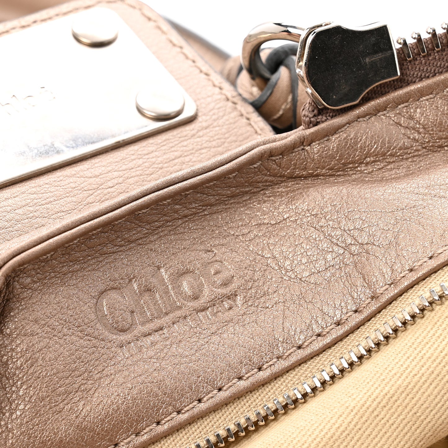 Metallic Calfskin Medium Paddington Satchel Taupe