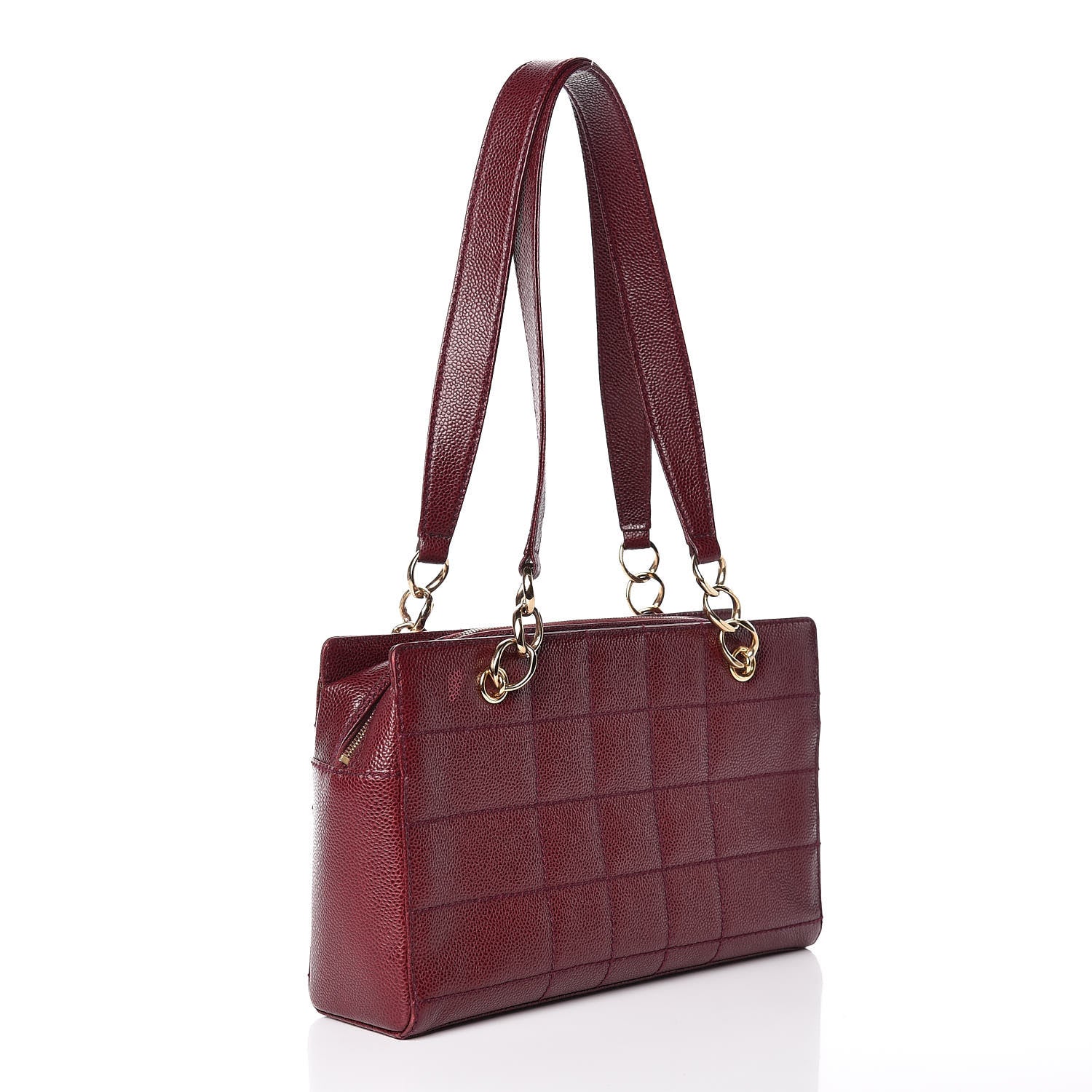 Chanel Caviar Chocolate Bar Quilted Shoulder Bag Burgundy 3 of 15