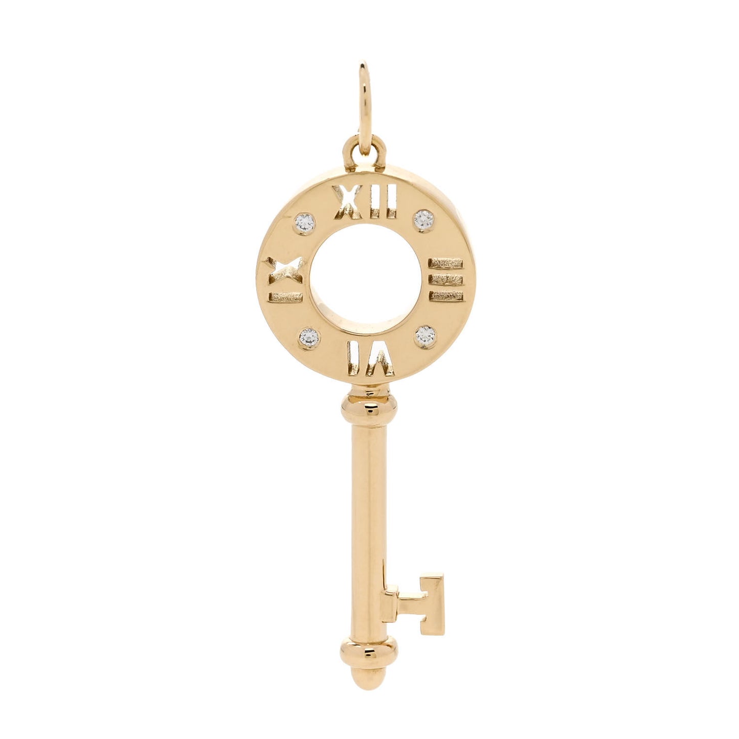 18K Yellow Gold Diamond Atlas Pierced Key Pendant