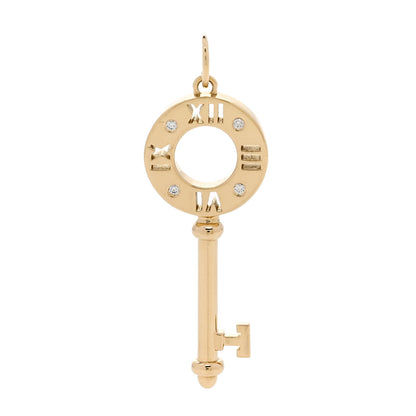 Tiffany 18K Yellow Gold Diamond Atlas Pierced Key Pendant 1 of 4
