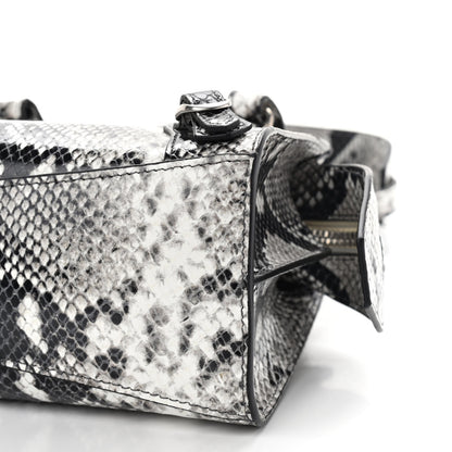 Balenciaga Grained Calfskin Snake Effect Neo Classic Silver Hardware Mini City Black White 9 of 9