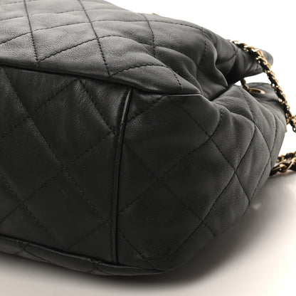 Chanel Lambskin Quilted Chain Drawstring Bag  Black 10 of 10