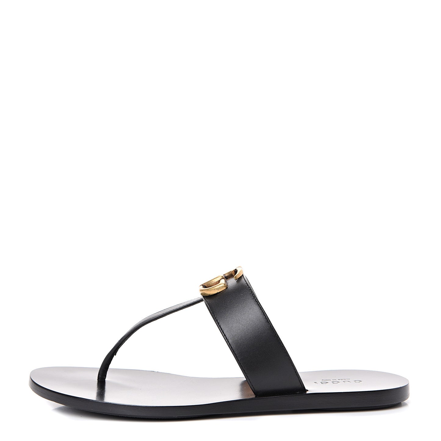 Calfskin GG Marmont Thong Sandals 36 Black