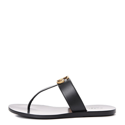 Gucci Calfskin GG Marmont Thong Sandals 36 Black 1 of 12