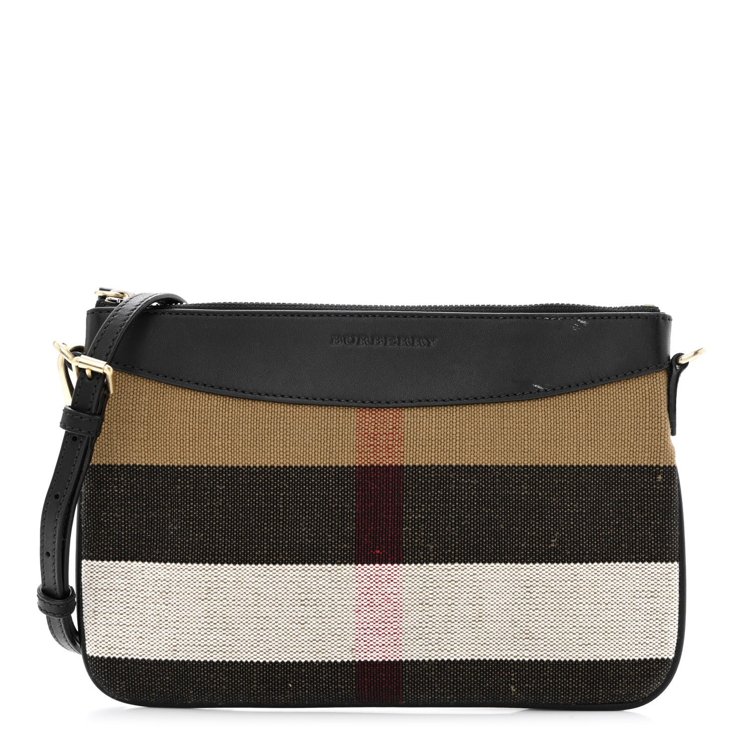 Burberry Mega Check Peyton Crossbody Clutch Bag Black 1 of 12