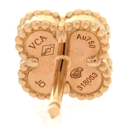 Van Cleef & Arpels 18K Yellow Gold Mother of Pearl Sweet Alhambra Earrings 4 of 5