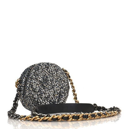 Chanel Sequin Chanel 19 Round Clutch With Chain Silver Black 3 of 9