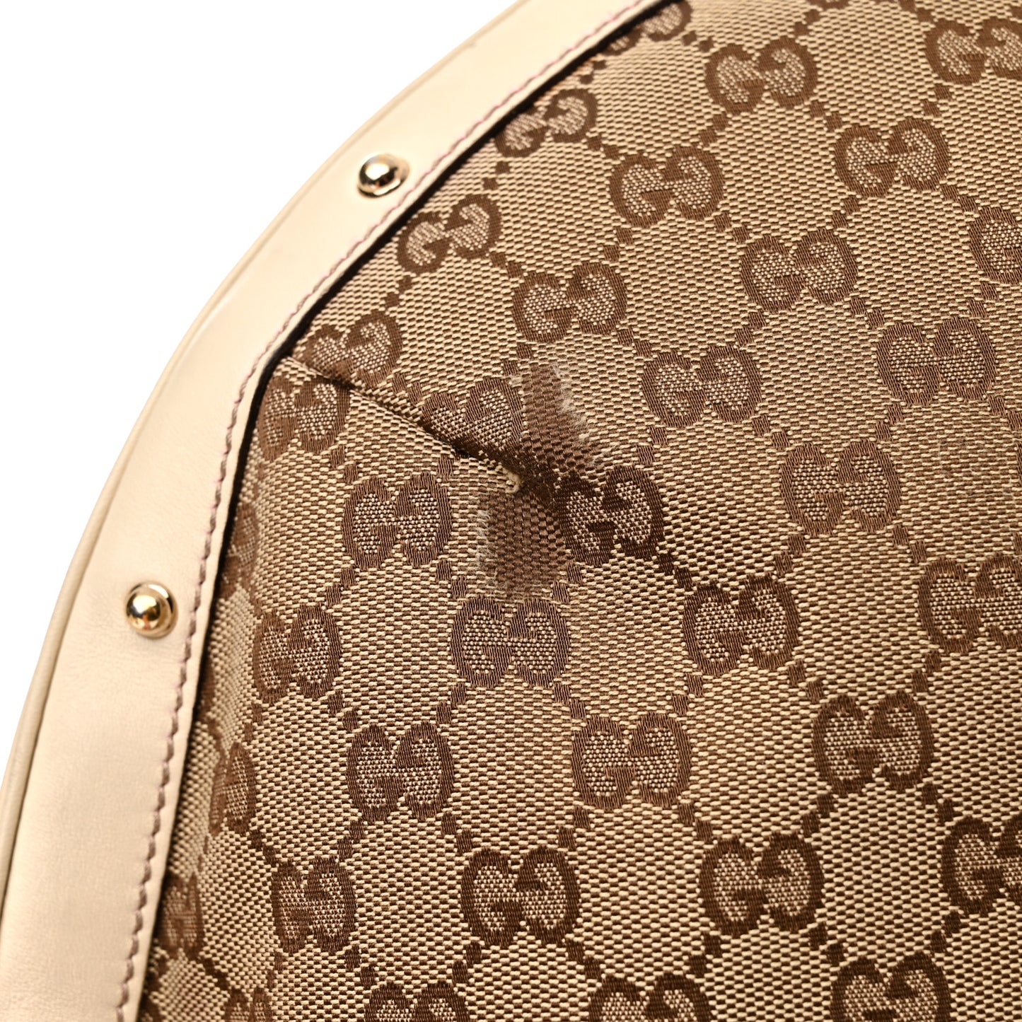 Monogram Large Biba Studded Hobo Off White