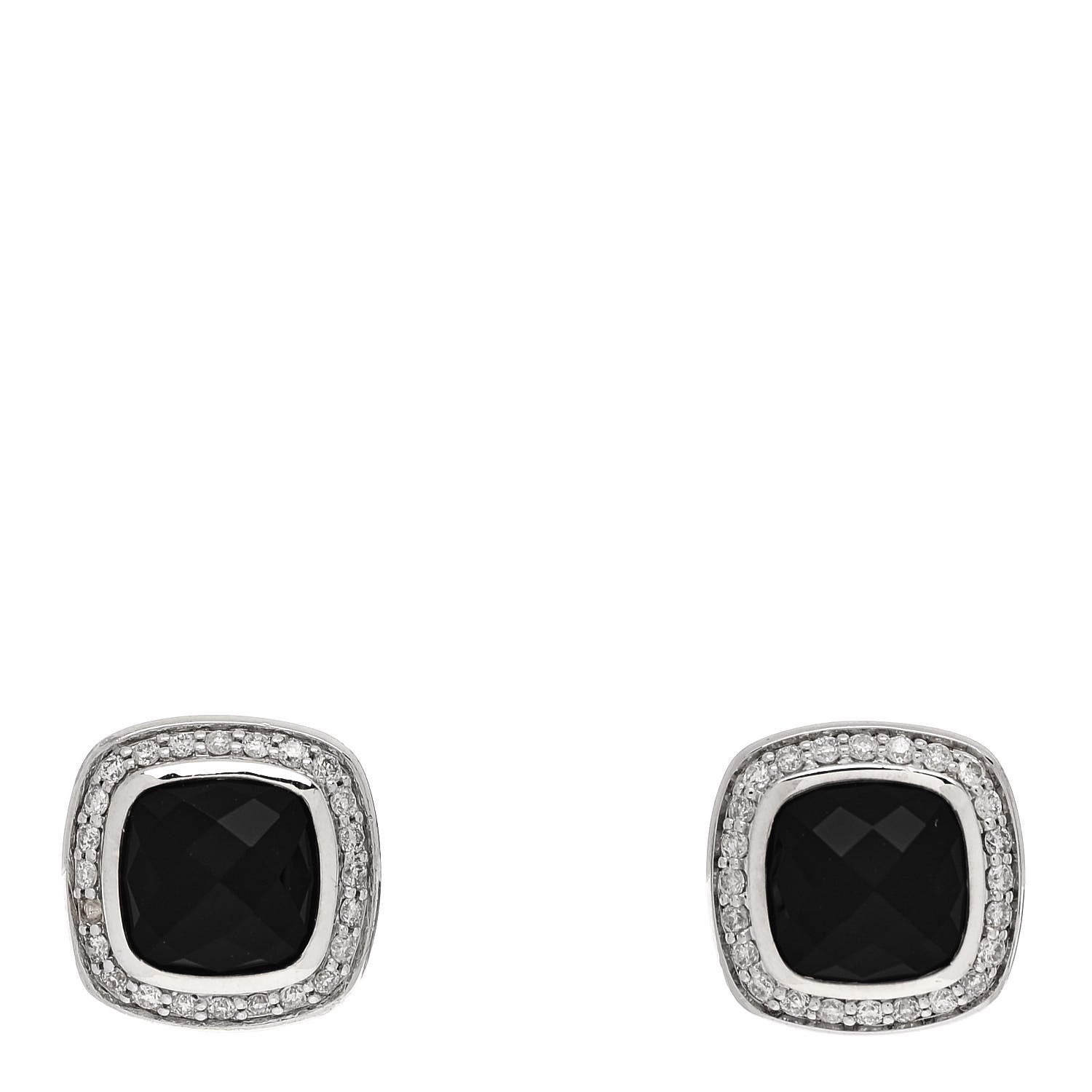 David Yurman Sterling Silver Diamond Black Onyx Albion Earrings 1 of 5