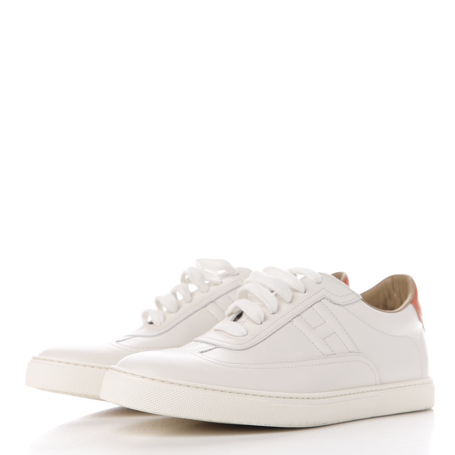 Hermes Calfskin Womens Quicker Sneakers 41 White Orange 3 of 9