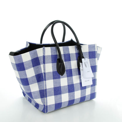 Celine Gingham Woven Medium Phantom Luggage Cobalt 2 of 8