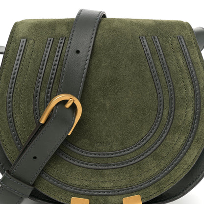 Chloe Suede Small Marcie Saddle Bag Night Forest 8 of 10