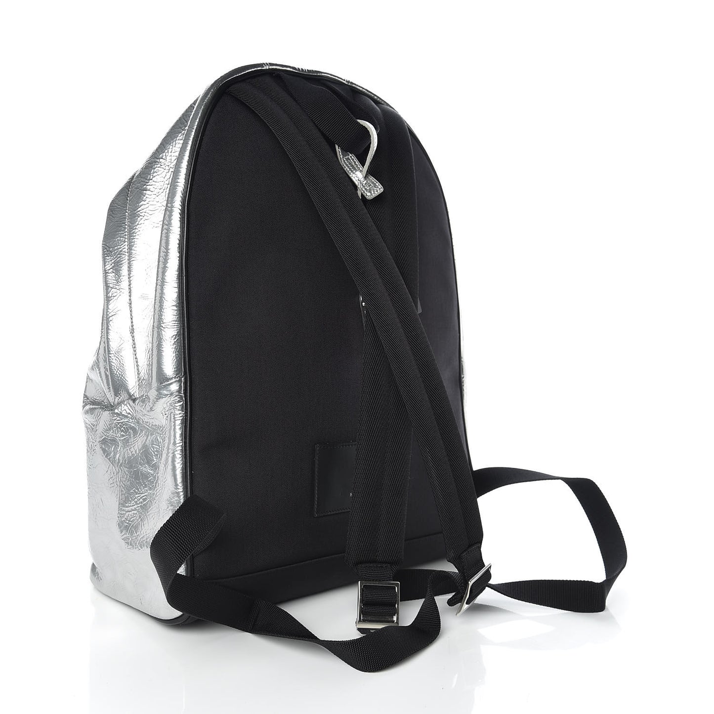 Textured Patent City Backpack Argent