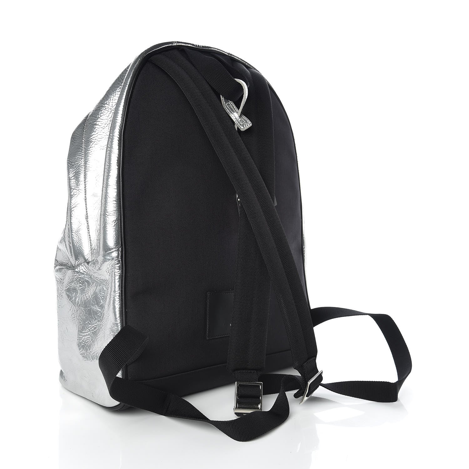 Saint Laurent Textured Patent City Backpack Argent 3 of 9