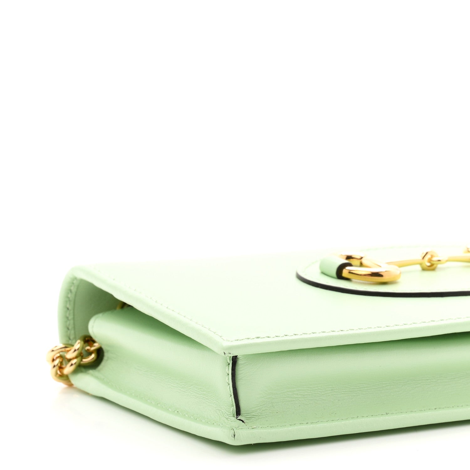 Gucci Boarded Plutone Calfskin Horsebit 1955 Wallet On Chain Green 9 of 11