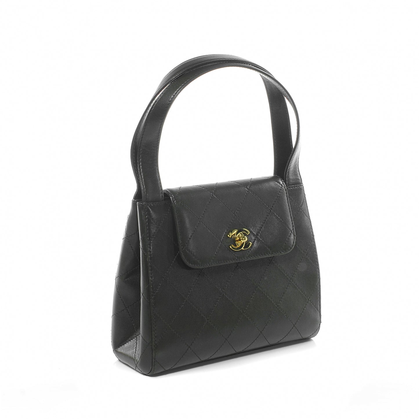 Lambskin Quilted Handbag Brown