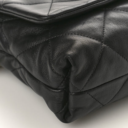 Chanel Lambskin Quilted Logo Strap Flap Black 9 of 10