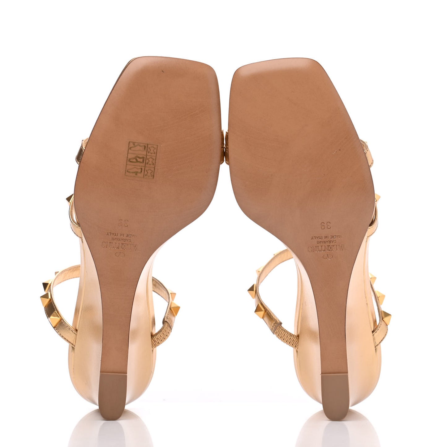 Metallic Nappa Rockstud Wedge Slide Sandals 39 Antique Brass