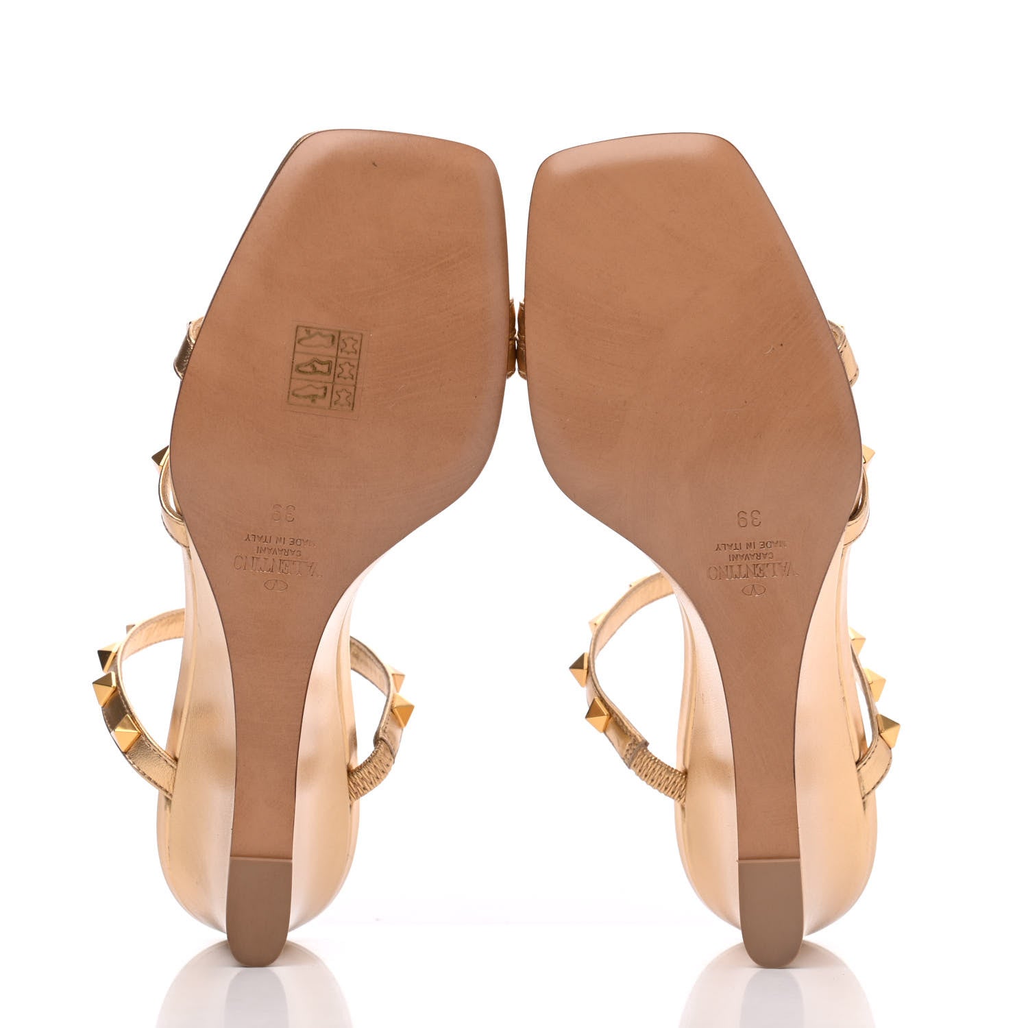 Valentino Garavani Metallic Nappa Rockstud Wedge Slide Sandals 39 Antique Brass 5 of 9