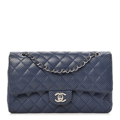 Chanel Lambskin Perforated Medium Double Flap Blue 1 of 9