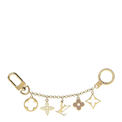 Louis Vuitton Brass Enamel Fleur De Monogram Bag Charm Chain Gold 1 of 3
