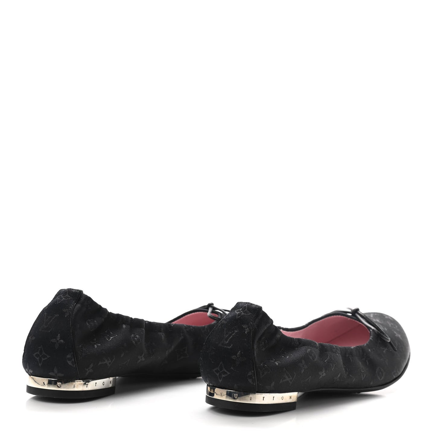 Satin Monogram Ballerina Flats 36.5 Black