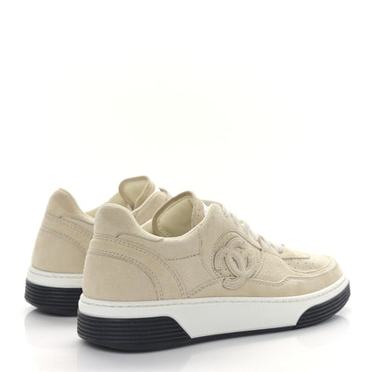 Chanel Suede Womens CC Sneakers 36 Beige 4 of 8