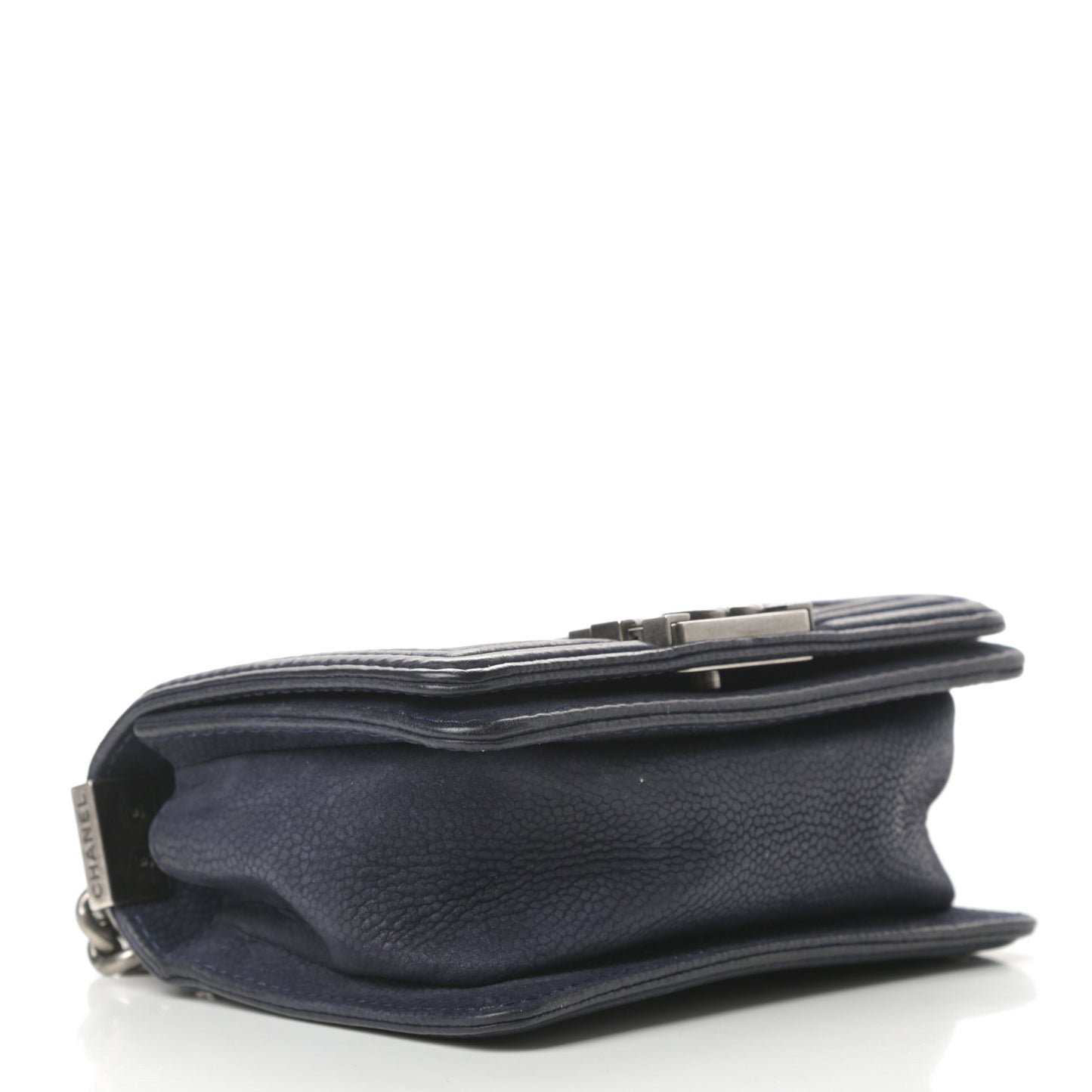 Iridescent Caviar Quilted Mini Boy Flap Navy