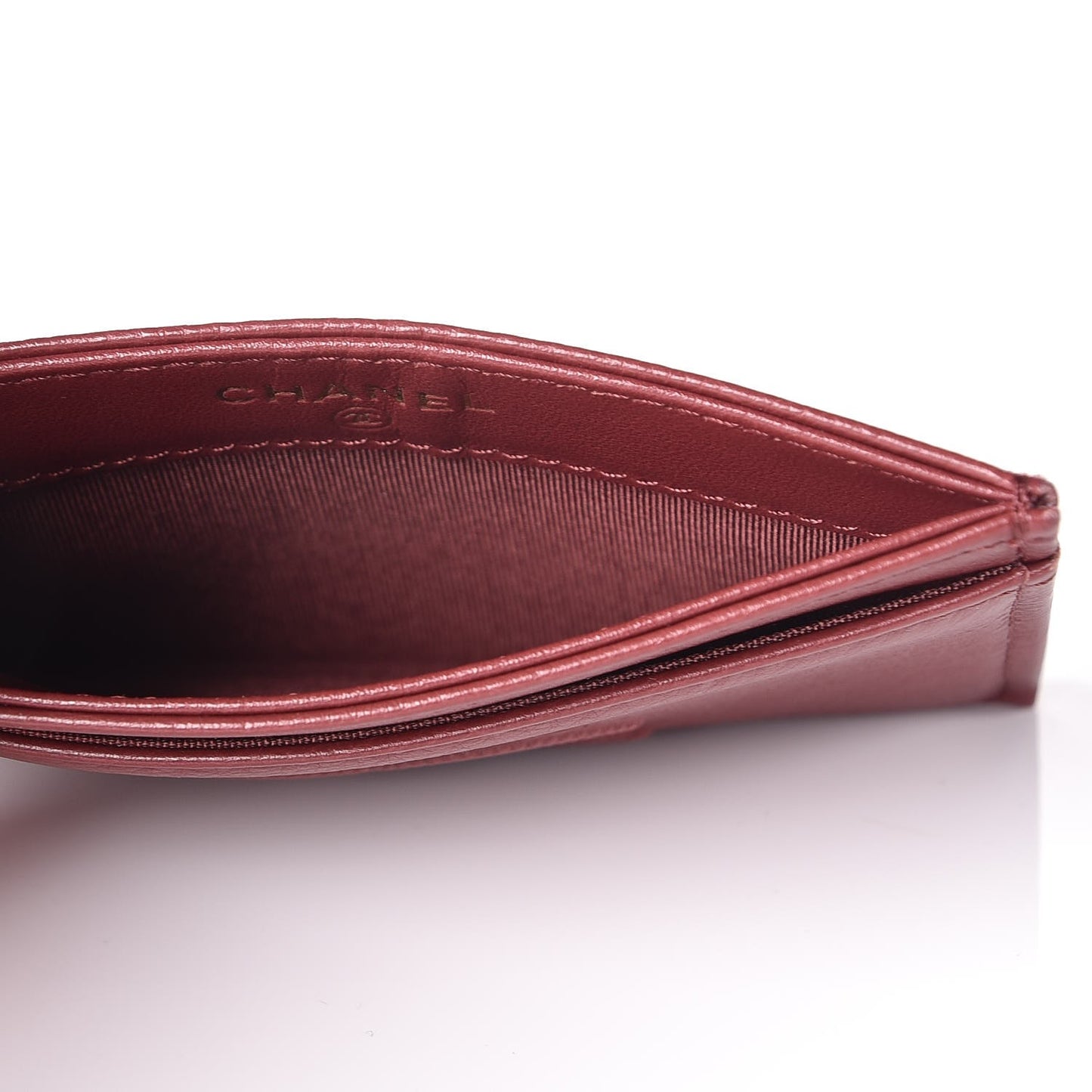 Grained Calfskin CC Card Holder Dark Red