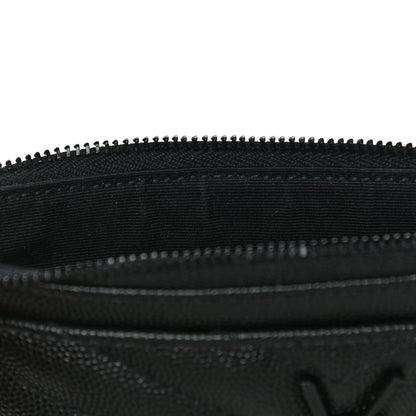 Saint Laurent Grain De Poudre Chevron Monogram Bill Pouch Black 10 of 10