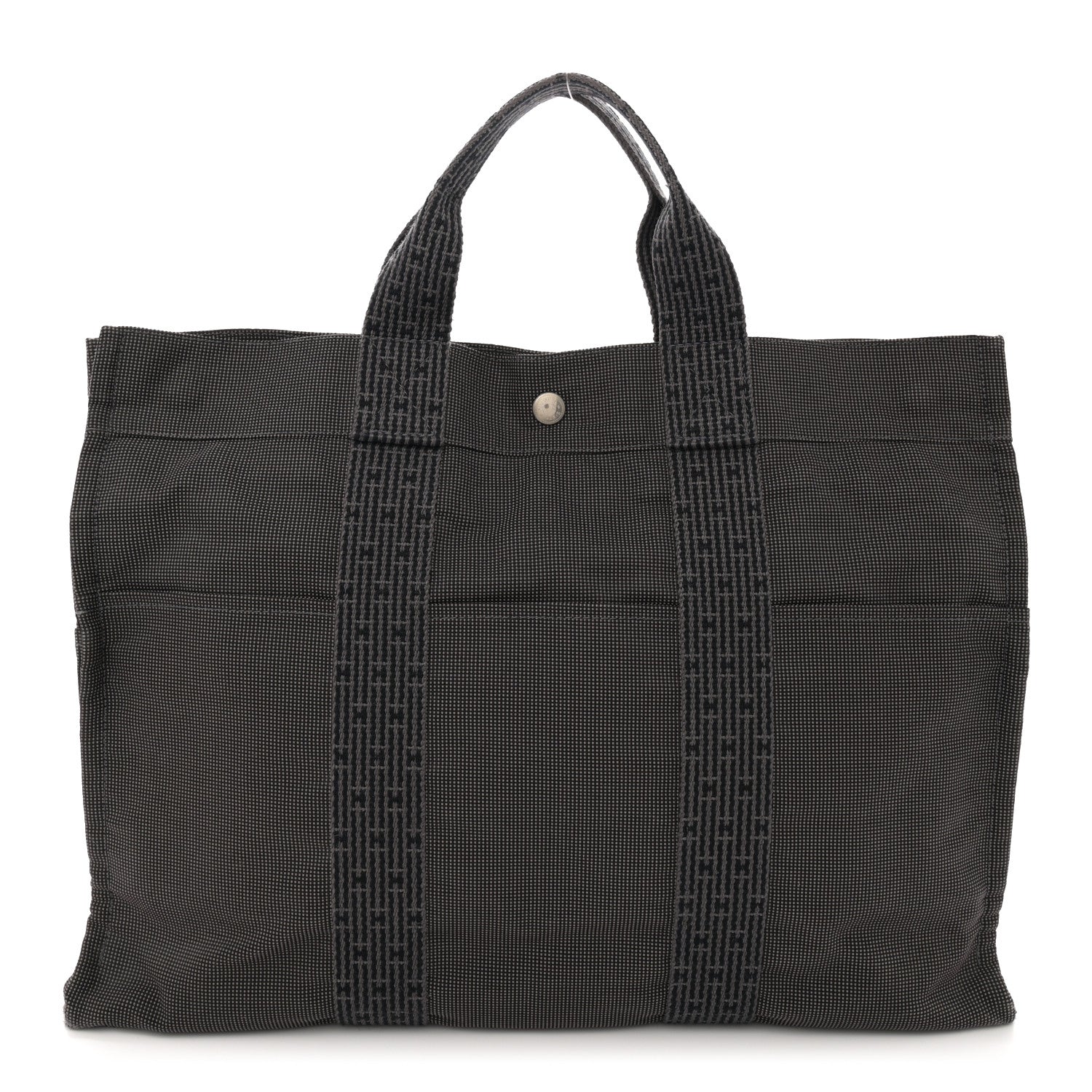 Hermes Canvas Herline MM Tote Grey 1 of 14