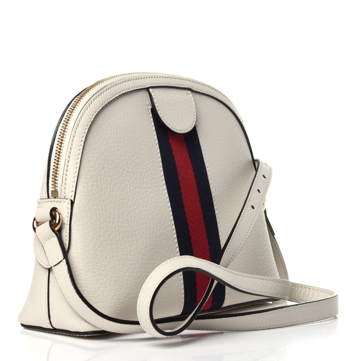 Gucci Textured Dollar Calfskin Web Small Ophidia Dome Shoulder Bag Mystic White 3 of 10