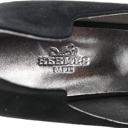 Hermes Suede Goatskin Victoire 90 Pumps 40 Black 7 of 9