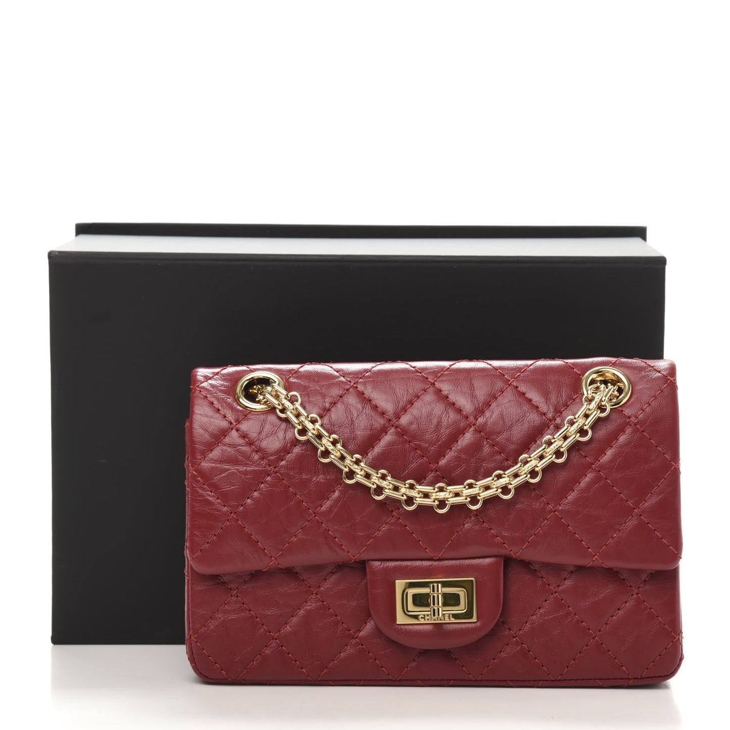Aged Calfskin Quilted 2.55 Reissue Mini Flap Red