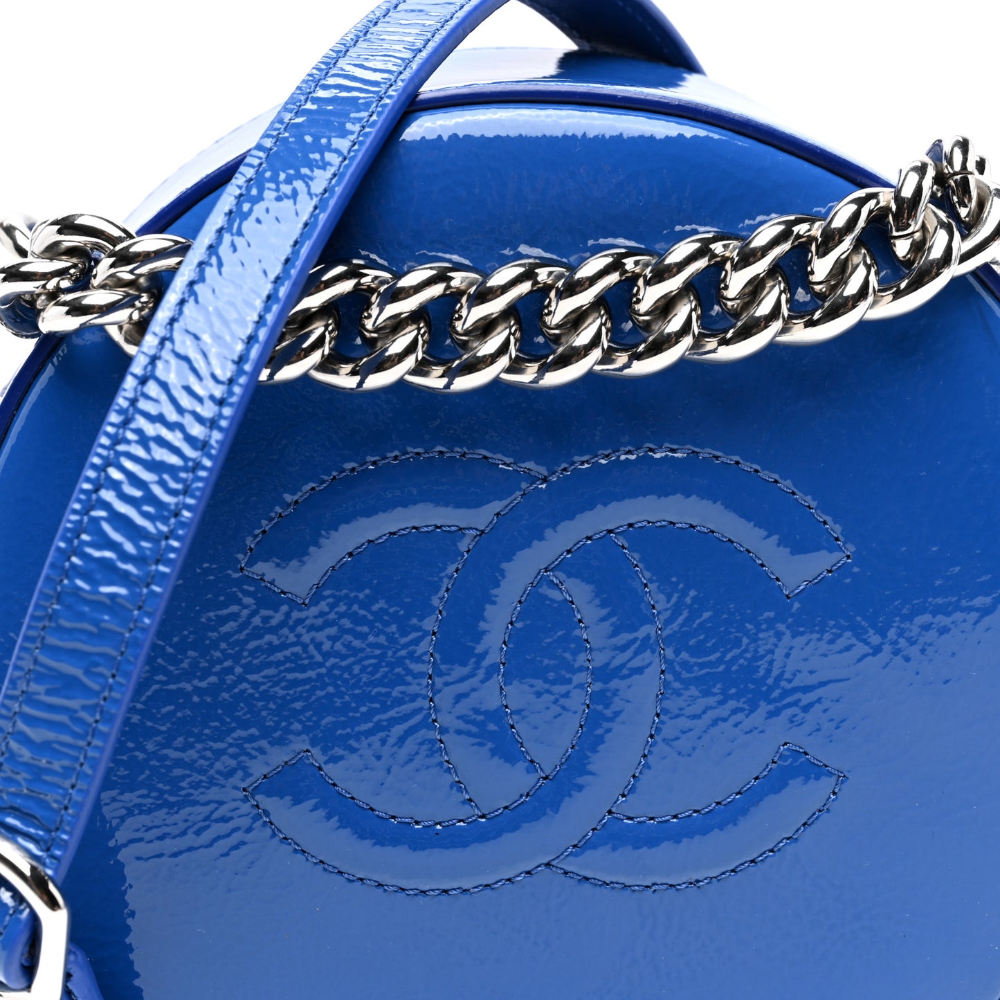 Patent Round As Earth Evening Bag Blue