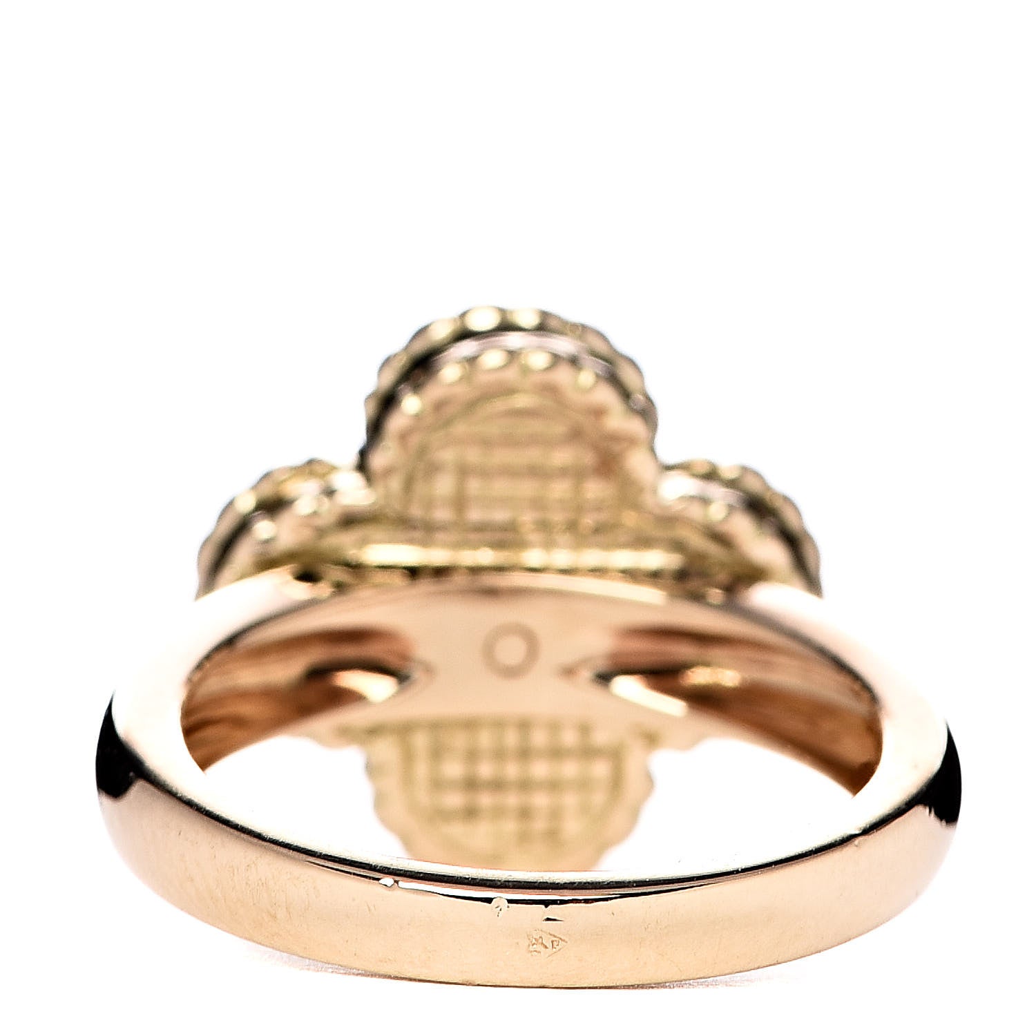 Van Cleef & Arpels 18K Yellow Gold Diamond Mother of Pearl Vintage Alhambra Ring 48 4.5 4 of 6