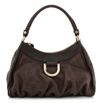 Gucci Guccissima Small D Gold Ring Shoulder Bag Chocolate Brown 1 of 14