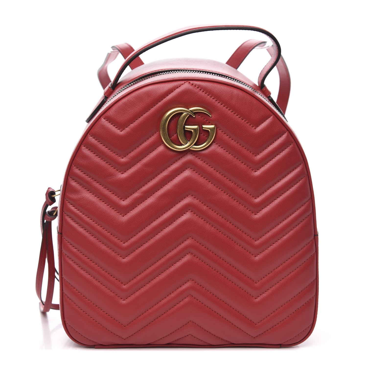 Gucci Calfskin Matelasse GG Marmont Dome Backpack Hibiscus Red 1 of 10