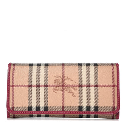 Burberry Haymarket Check Continental Wallet Bright Rhubarb Pink 1 of 10