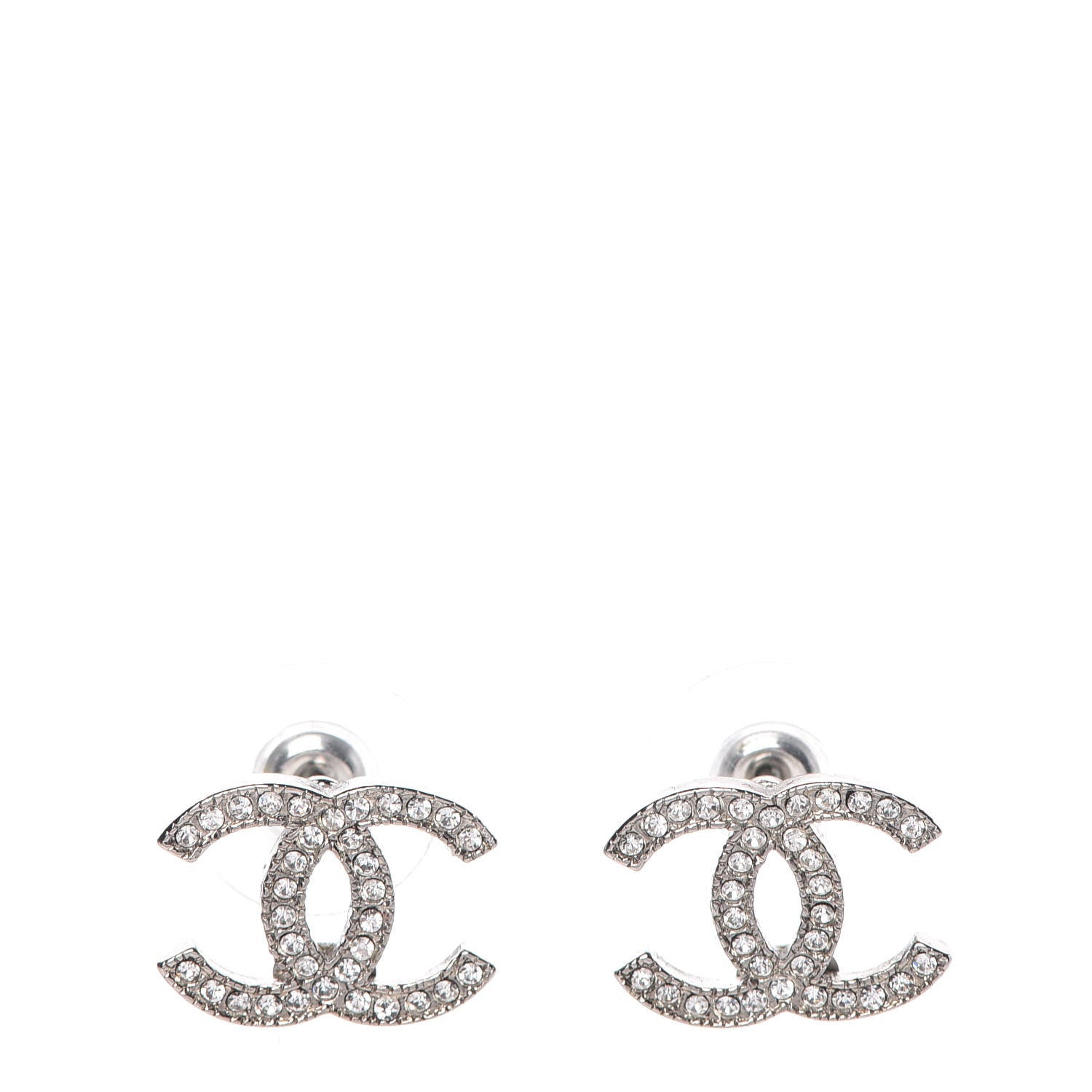 Chanel Crystal CC Earrings Silver 1 of 5