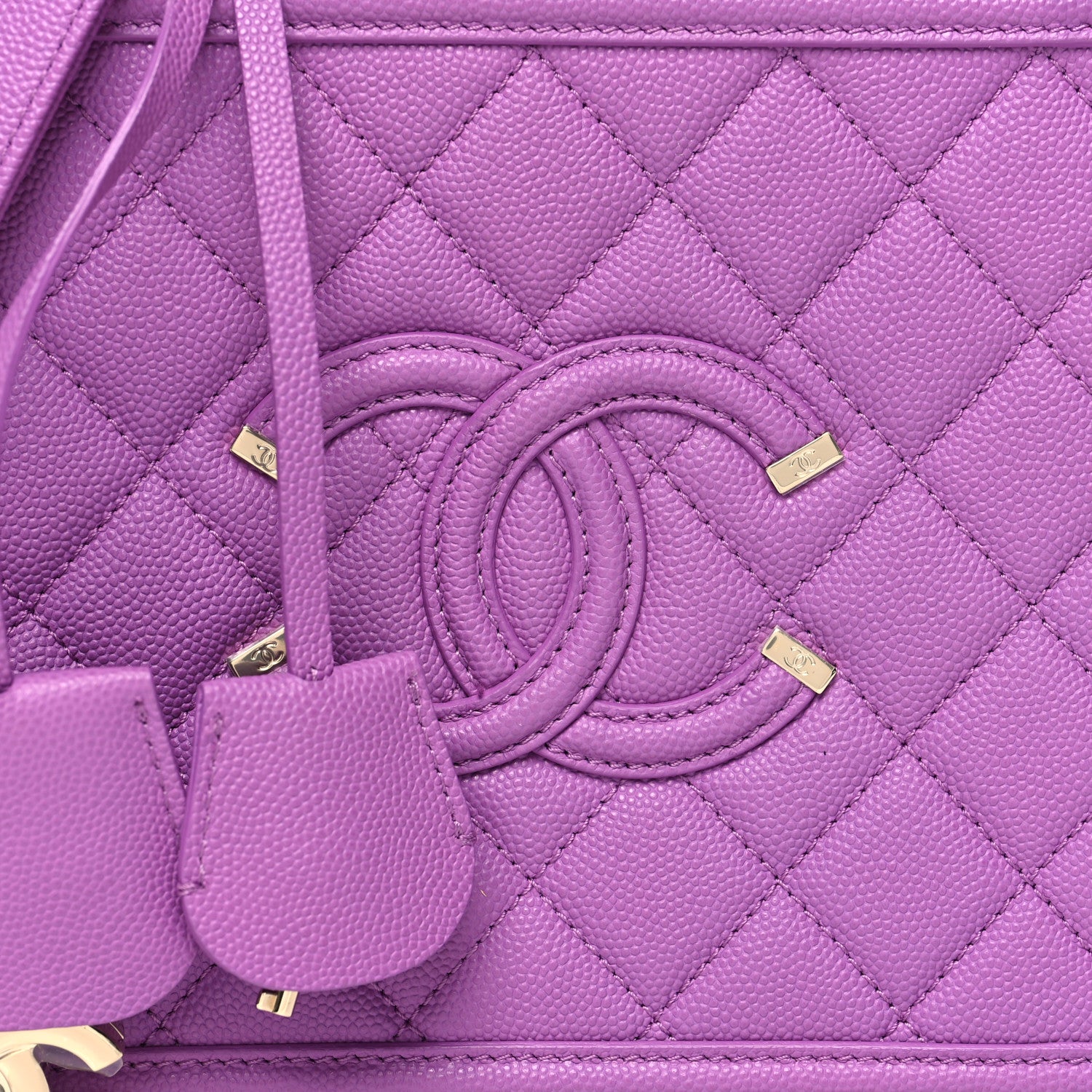 Chanel Caviar Quilted Medium CC Filigree Vanity Case Purple 8 of 11