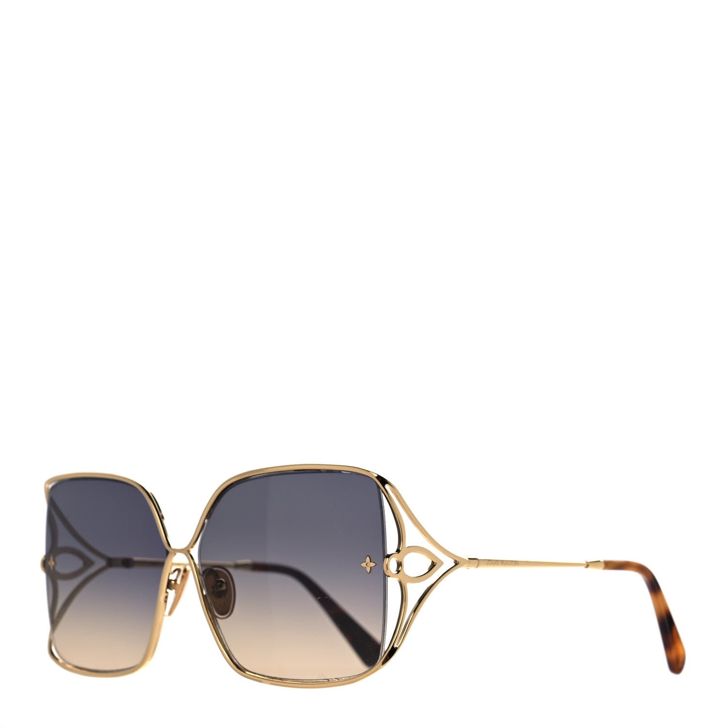 Louis Vuitton Metal LV Petal Square Sunglasses Blue Gold 1 of 7