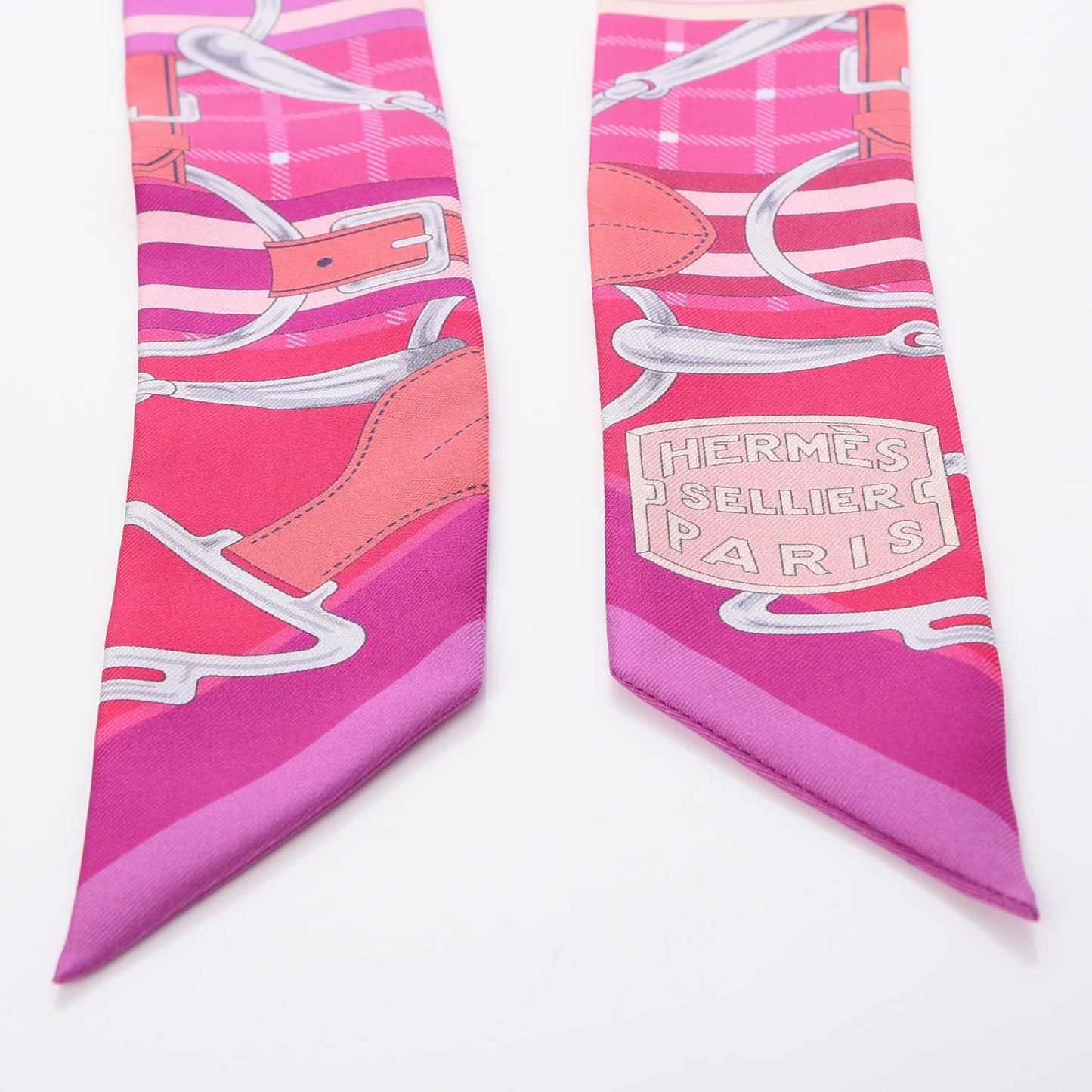Silk Tatersale Twilly Fuchsia Rouge Vif Corail